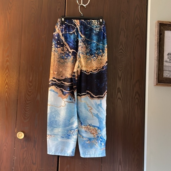 Misslook polyester blue and gold pull-on lounging pants. Size Small NWOT - Picture 5 of 8